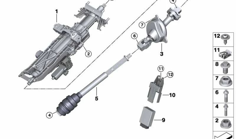 Steering column for BMW X5 F95, F95N, X6 F96, F96N, XM G09 (OEM 32308074172). Genuine BMW