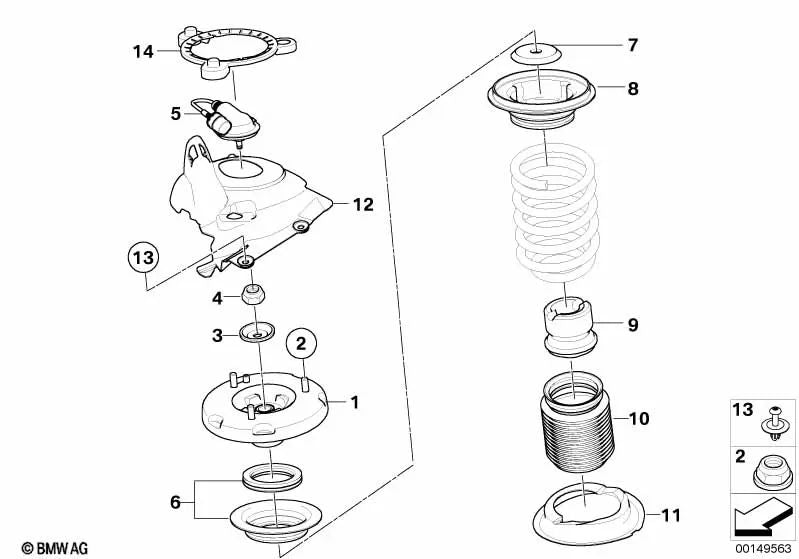 Links -Suspensionskuppel Deckung für die BMW 5 E60 -Serie (OEM 31312282937). Original BMW.