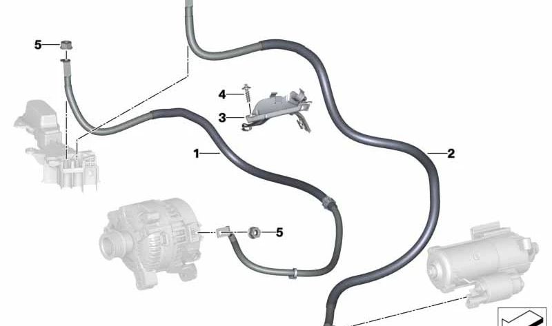 Cable generador punto de conexión B+ OEM 12428483820 para BMW Z4 {G29, M40i HF01, HF02, HF61, HF62, HF51, HF52}. Original BMW.