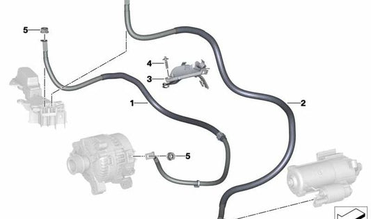 Cable generador punto de conexión B+ OEM 12428483820 para BMW Z4 {G29, M40i HF01, HF02, HF61, HF62, HF51, HF52}. Original BMW.