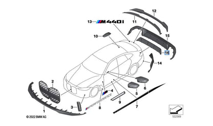 Difusor trasero M Performance para BMW 4er G26 (OEM 51192472778). Original BMW