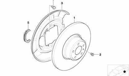 Protector de disco de freno trasero derecho OEM 34211162774 para BMW Serie 5 E39 (520i, 523i, 525i, 528i, 530i, 535i, 540i, M5). Original BMW.