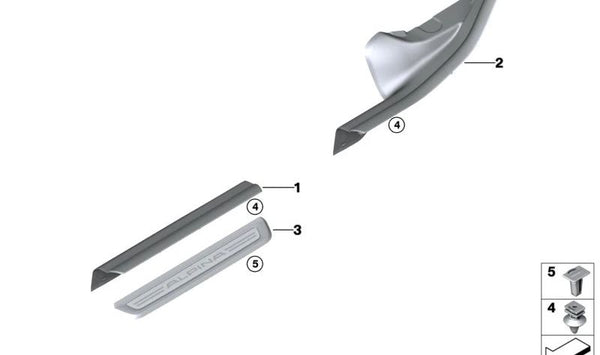 Embellecedor interior derecho trasero para BMW G20, G21, G80, G81. Original BMW. OEM 51477482288.