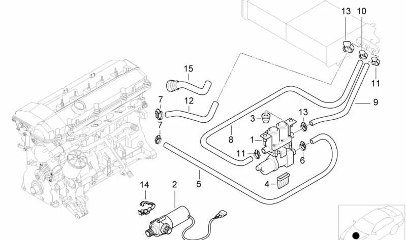 Tubo de refrigeración del motor OEM 64218391005 para BMW Serie 5 E39 535i y 540i. Original BMW.