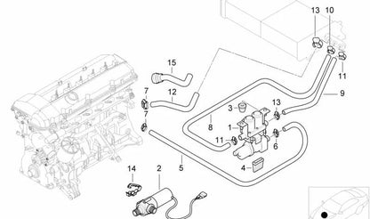 Tubo de refrigeración del motor OEM 64218391005 para BMW Serie 5 E39 535i y 540i. Original BMW.