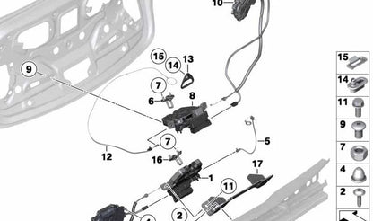 Cable de emergencia para apertura del maletero OEM 51247154231 para BMW F07 (Serie 5 GT). Original BMW.