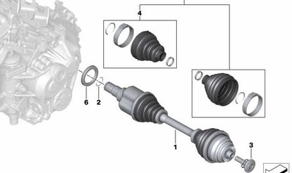 Palier de transmisión izquierdo OEM 31605A2E055 para BMW F52, F45, F46, F48, F49, F39 y MINI F54, F60. Original BMW y MINI.