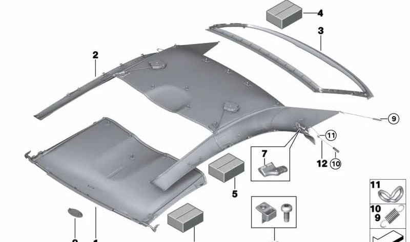 Revestimiento interior del techo OEM 54377128741 para BMW E93. Original BMW.