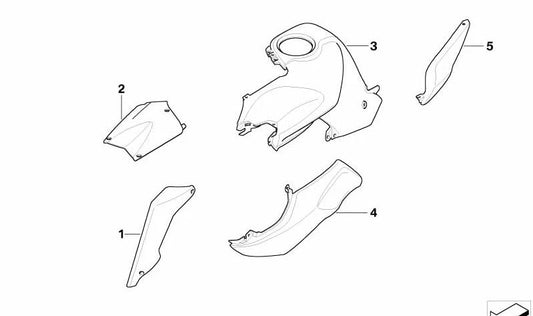 LEFT SIDE COATING OEM 46637686655 for bmw k1200 R motorcycles, K1200 R Sport, K1300 R. Original BMW Motorrad.