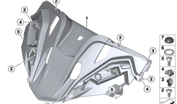 Carcasa superior carenado OEM 65907106225 para BMW Motorrad R 1250 RT (RK52) (0L01A74) 2020-2023. Pieza original BMW Motorrad.