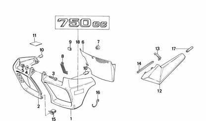 Vinilo adhesivo OEM 46631455283 para BMW Motorrad K 75 (KK56) modelos 561, 562 y 564. Pieza original BMW Motorrad. Ideal para la batería o carenado del radiador.