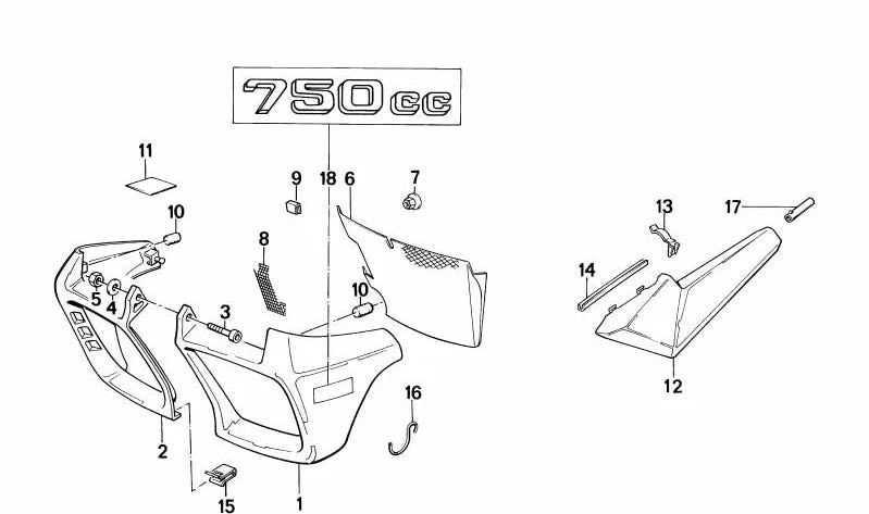 Gancio OEM 46631455397 per BMW K75, K75C, K75S, K75RT. BMW Motorrad originale.