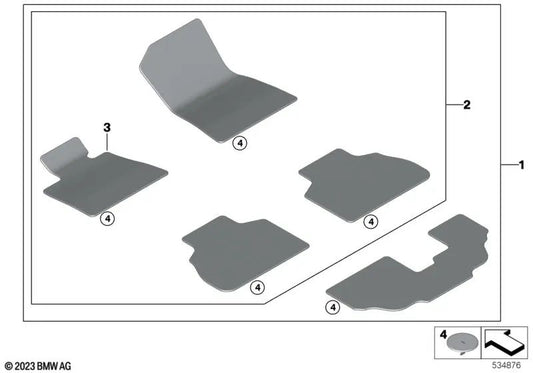 Carpete para o lado do motorista para BMW X5 G05, X6 G06N, X7 G07N (OEM 51475A40B42). BMW original