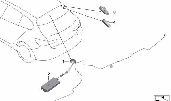 Amplificador de antena OEM 65208795943 para BMW F44 (Serie 2 Gran Coupé). Original BMW
