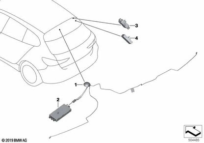 Amplificador de antena OEM 65205A701D0 para BMW 1' F40, 1' F70. Original BMW.