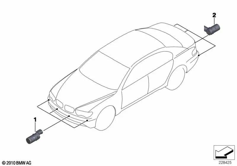 Sensore ad ultrasuoni d'argento grigio per BMW 7 E65, E66 (OEM 66206989173). BMW originale