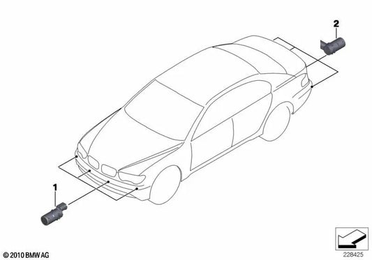 Sensore ad ultrasuoni d'argento grigio per BMW 7 E65, E66 (OEM 66206989173). BMW originale