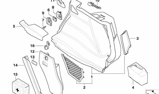 Revêtement droit de la carte OEM 51477059240 pour BMW E87. BMW d'origine.