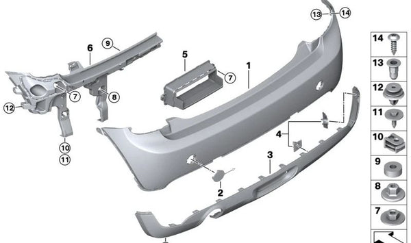 Soporte lateral izquierdo del parachoques OEM 51127411145 para MINI F56, F57. Original MINI.