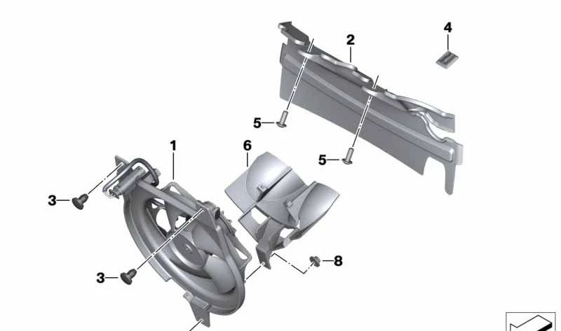 Carcasa del ventilador OEM 17117713359 para BMW Motorrad K75, F700GS. Original BMW Motorrad.
