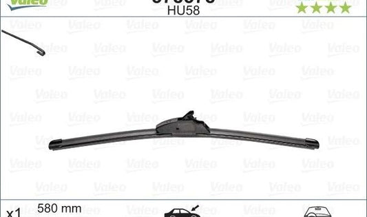 Limpiaparabrisas VALEO HydroConnect Upgrade OEM 578578 de 580 mm para coches con volante a la izquierda. Compatible con varios modelos. Original VALEO.