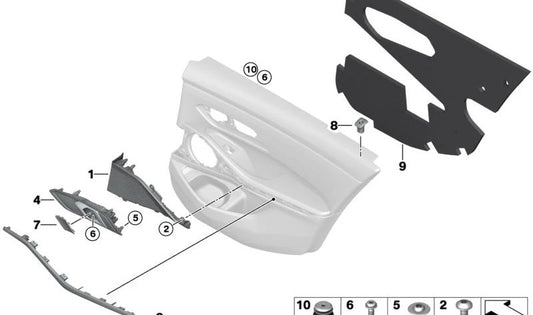 Aislante acústico trasero derecho OEM 51427479154 para BMW G20, G20N, G21, G21N, G28, G28N, G80, G80N, G81, G81N. Original BMW.
