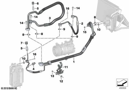 Tubo de refrigeração OEM 64539398896 para BMW Z4 G29. BMW genuíno.