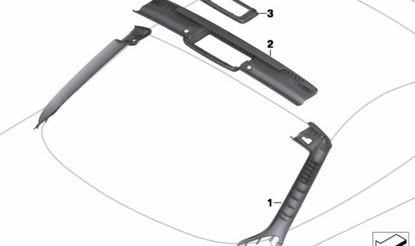 Moldura interior pilar A izquierdo OEM 51439128409 para BMW E89 Z4. Original BMW.