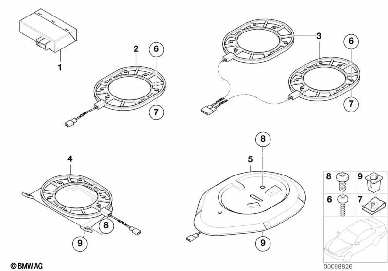 Sheet metal nut for BMW 7 Series E65, E66 Z8 E52 (OEM 07129900629). Original BMW