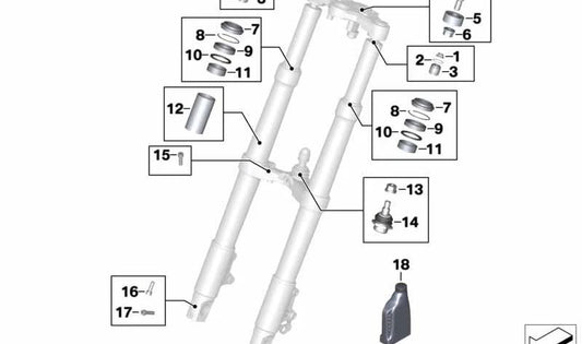 Tubo de suspensión OEM 31427674810 para motos BMW R 1200 GS, R 1200 GS Adventure, R 1200 RT, R 900 RT, R 1200 R... y más. Original BMW Motorrad.