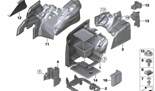 Revestimiento lateral maletero izquierdo OEM 51477289131 para BMW F33 y F83. Compatible con versiones 420d con motor N47T y B47O. Original BMW.