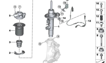 Cojinete soporte delantero OEM 31306889272 para BMW G20, G21 (316d, 318d). Original BMW.