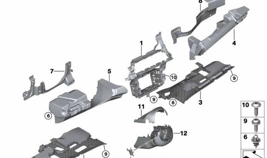 Protector lateral derecho (Crashpad) OEM 51456971308 para BMW E70, E70N, E71 y E72. Pieza original BMW. Ideal para mantener la seguridad interior del salpicadero.