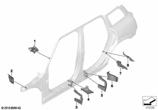 Pièce moulée B de la colonne intérieure avant gauche pour Mini F60, F60N (OEM 41007410485). BMW d'origine