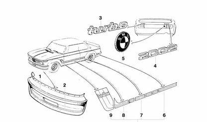 Emblema OEM 51141834966 para BMW Serie 3 (E30) y Serie 5 (E28). Original BMW.