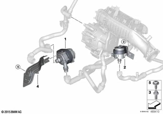 Zusätzliche Kältemittelpumpe für BMW F45, F48N, F49, F39 Serie 2, X1, X2 (OEM 11518643397). Original BMW.