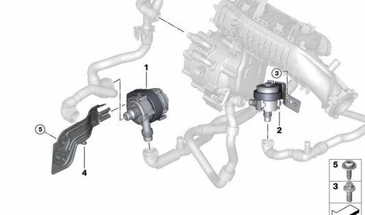 Bomba de líquido refrigerante adicional OEM 11518646467 para MINI Countryman F60, F60 LCI, BMW X1 F48, X2 F39, 2 F45... y más. Original BMW y MINI.