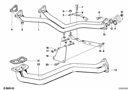 Suporte ao sistema de escape para a série BMW 5 E12 (OEM 18211246580). BMW original.