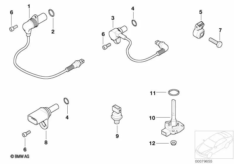 Knock sensor for BMW E46, E85, E86 (OEM 12147839167). Original BMW.