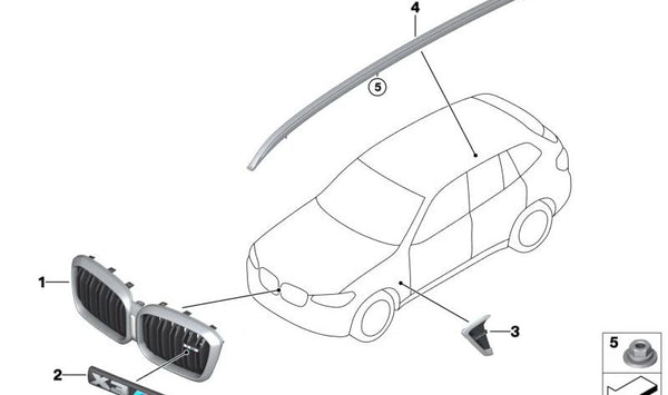 Rejilla Frontal Decorativa OEM 51139501169 para BMW F97 X3M (Modelos Compatibles). Original BMW.