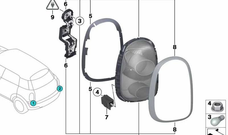 Piloto trasero izquierdo OEM 63219808151 para MINI R60 (Countryman). Luz trasera original MINI.