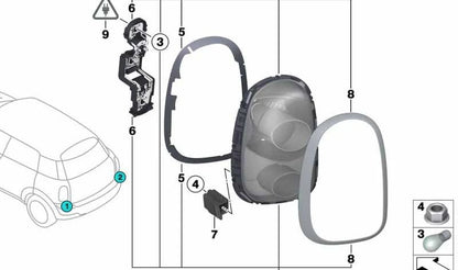 Piloto trasero izquierdo OEM 63219808151 para MINI R60 (Countryman). Luz trasera original MINI.