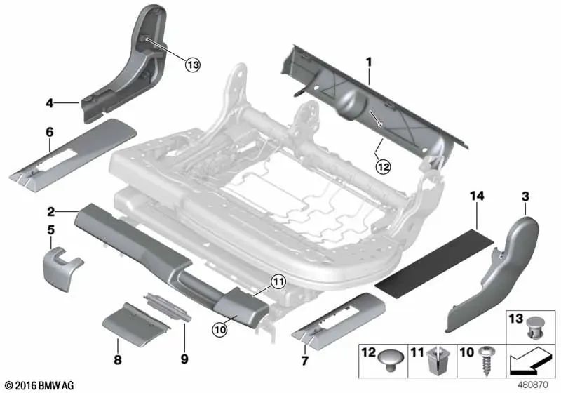 Seat Outer Support Cover for BMW E70, F15, F85 (OEM 52207171833). Original BMW.