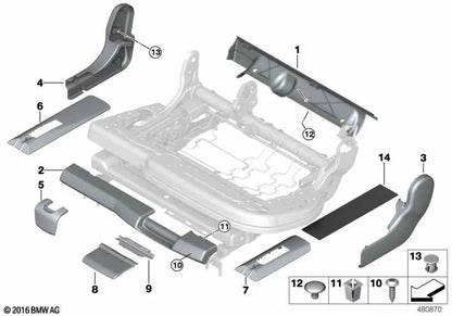 Seat Outer Support Cover for BMW E70, F15, F85 (OEM 52207171833). Original BMW.