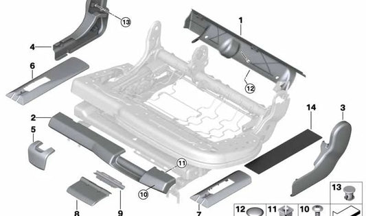 Tapa embellecedora travesaño trasero derecho OEM 52209120264 para BMW X5 E70, F15, F85. Color antracita. Original BMW.