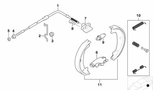 Handbrake cable for BMW X5 E53 (OEM 34416751843). Original BMW.