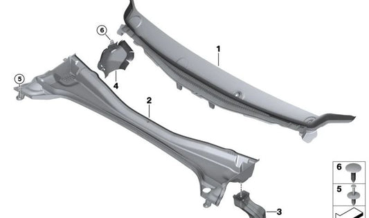 Canal de desagüe derecho OEM 51319478764 para BMW X1 U11 y U12. Pieza original BMW.