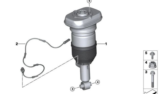 Amortiguador neumático trasero izquierdo OEM 37106890329 para BMW Serie 7 (G11, G12). Original BMW.