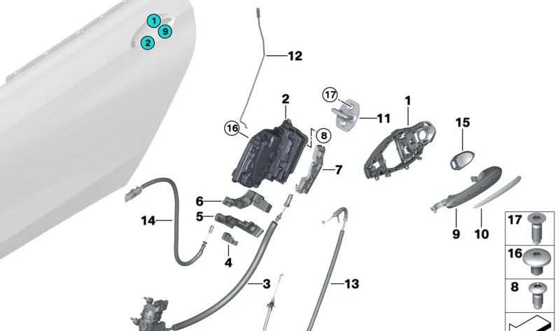 Varilla de apertura puerta trasera derecha OEM 51217382574 para BMW G32 (todos los modelos: 620d, 620d xDrive, 630d). Original BMW.