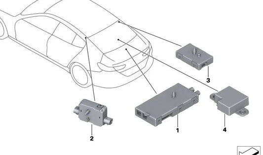 Amplificador de antena OEM 65205A67753 para BMW F93, G16. Original BMW.